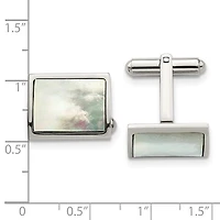 Stainless Steel Polished Mother Of Pearl Cufflinks
