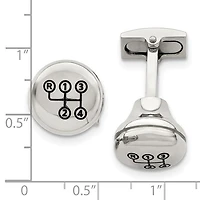 Stainless Steel Polished Enameled Stick Shift Design Cufflinks