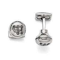 Stainless Steel Polished Enameled Stick Shift Design Cufflinks