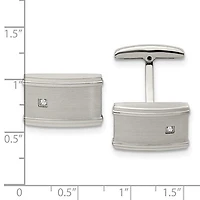 Stainless Steel Brushed and Polished CZ Cufflinks
