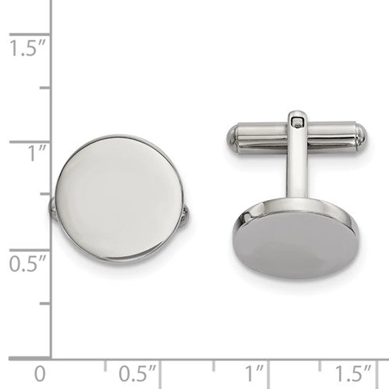 Stainless Steel Polished Circle Cufflinks