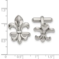 Stainless Steel Polished Fleur de Lis Cufflinks