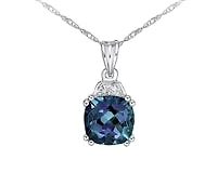 10K White Gold 1.00cttw Created Alexandrite & 0.01cttw Diamond Pendant, 17"