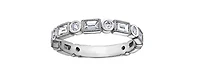14K White Gold Baguette and Round Brilliant Cut Bezel Set Diamond Band - 6.5