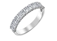 14K White Gold Baguette & Round Cut Diamond Band - Size 6.5