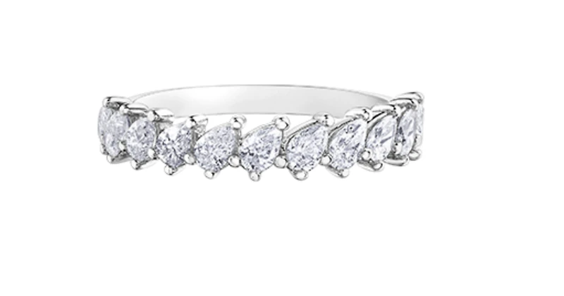 14K White Gold Pear Shape Cut Diamond Band