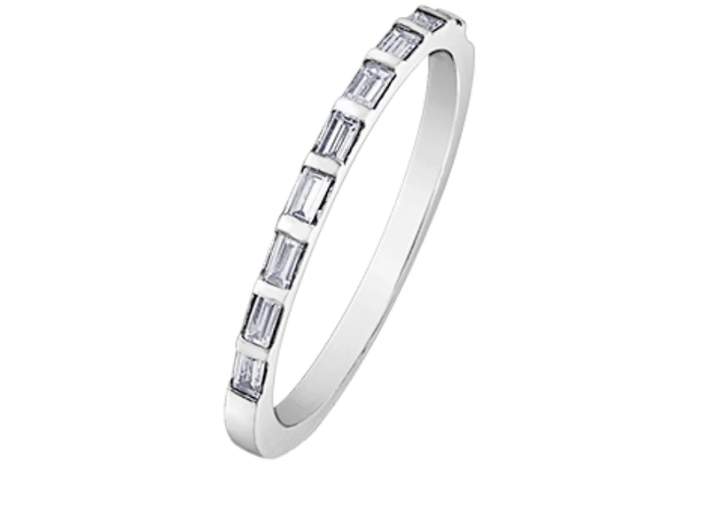 14K White Gold Baguette Cut Channel Set Diamond Band