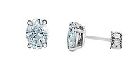 14K White Gold 1.00-2.00cttw Lab Grown Oval Shape Diamond Solitaire Claw Set Style Earrings