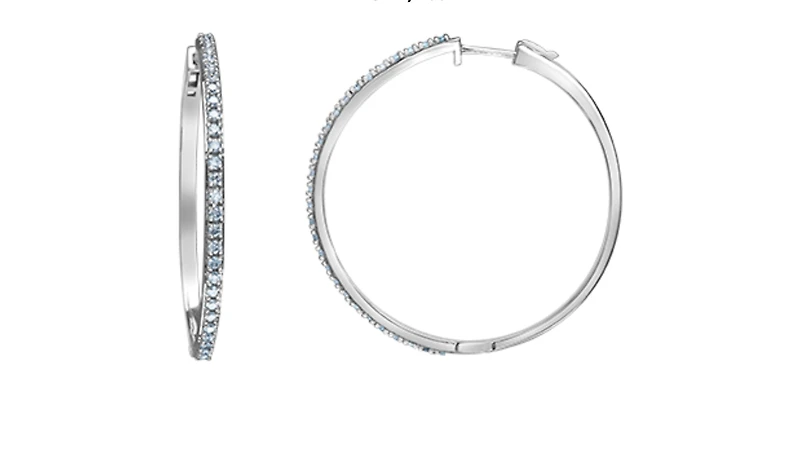 14K White Gold Lab Grown 1.00cttw Round Brilliant Diamond Claw Set Hoop Earrings - 1.00 Carat Total