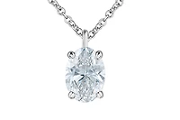 14K White Gold Lab Grown Oval Shape Diamond Claw Set Pendant
