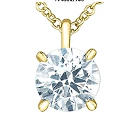 14K White Gold Lab Grown 0.50cttw-2.00cttw Round Brilliant Cut Diamond Claw Set Pendant - Carat /