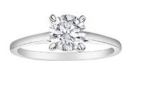 14K Lab Grown 0.50-3.00cttw Four Claw Diamond Ring - Gold / Carat Weight Round Brilliant