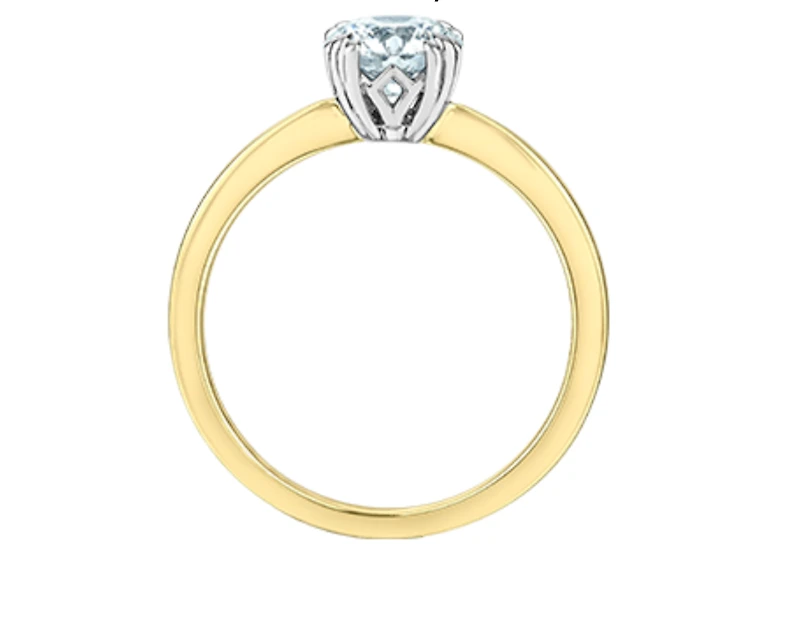 14K Lab Grown Round Brilliant Four Claw Diamond Ring