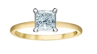 14K Lab Grown Princess Cut Four Claw Diamond Ring - Gold / 1.00 Carat Weight