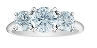14K Lab Grown 3 Stone Round Brilliant Diamond Ring - Gold / Carat Total