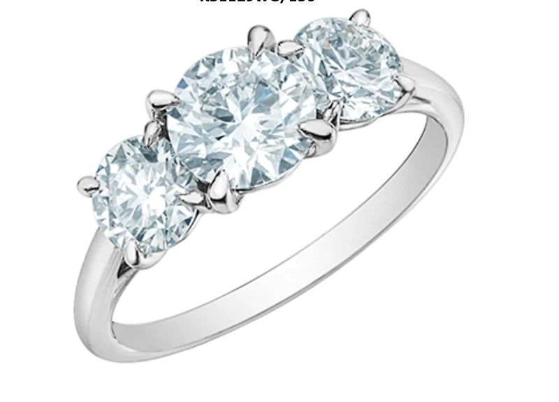 14K Lab Grown 3 Stone Round Brilliant Diamond Ring - Gold / Carat Total