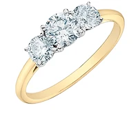 14K Lab Grown 3 Stone Round Brilliant Diamond Ring - Gold / Carat Total