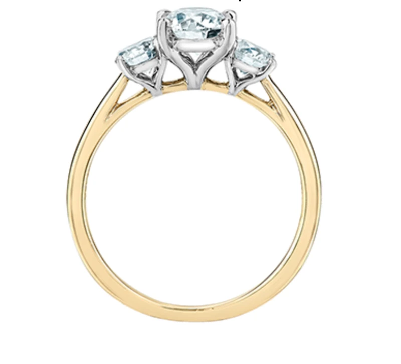 14K Lab Grown 3 Stone Oval & Round Brilliant Diamond Ring - Gold / 1.50 Carat Total