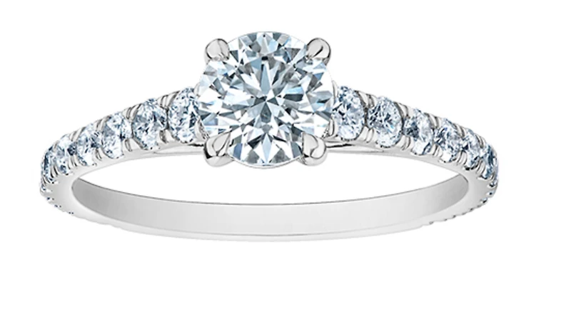 14K Lab Grown Round Brilliant Solitaire Diamond Ring - White Gold / Carat Total