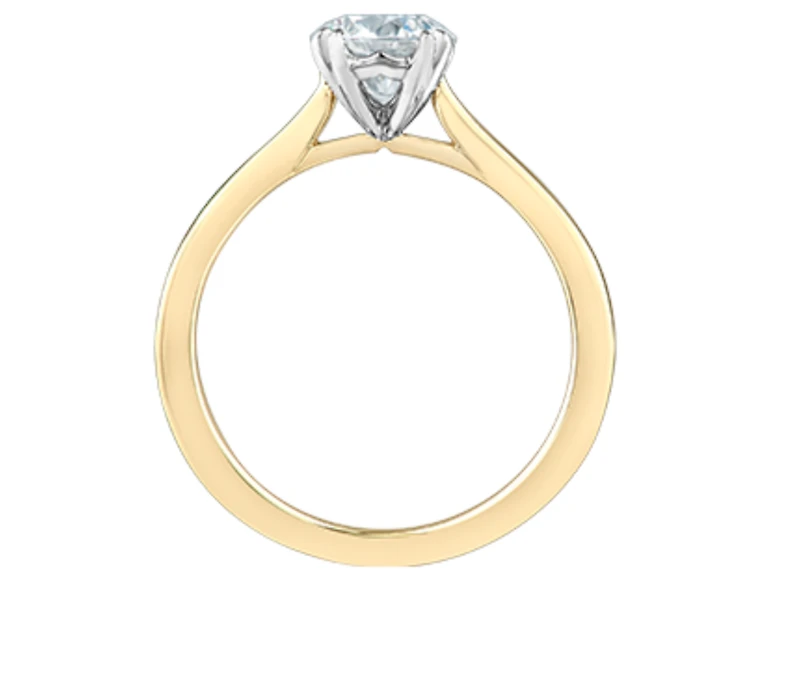 14K Lab Grown 1.00cttw Round Brilliant Cut Six Claw Diamond Ring - Gold / 4