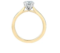 14K Lab Grown 1.00cttw Round Brilliant Cut Six Claw Diamond Ring - Gold / 4