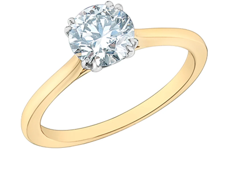 14K Lab Grown 1.00cttw Round Brilliant Cut Six Claw Diamond Ring - Gold / 4