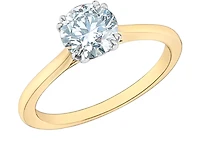 14K Lab Grown 1.00cttw Round Brilliant Cut Six Claw Diamond Ring - Gold / 4