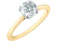 14K Lab Grown 1.00cttw Round Brilliant Cut Six Claw Diamond Ring - Gold / 4