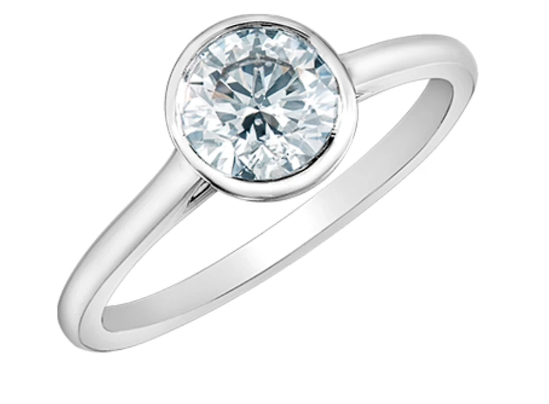 14K Lab Grown Round Brilliant Cut 1.00cttw Bezel Set Diamond Ring - Gold / 4