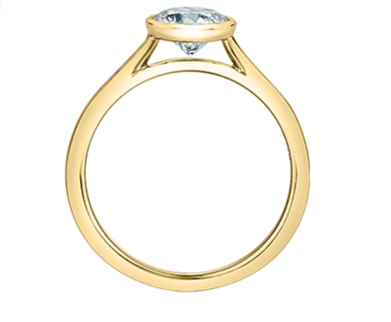 14K Lab Grown Round Brilliant Cut 1.00cttw Bezel Set Diamond Ring - Gold / 4