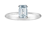 14K Lab Grown 1.00cttw Emerald Cut 4 Claw Set Diamond Ring