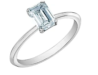 14K Lab Grown 1.00cttw Emerald Cut 4 Claw Set Diamond Ring