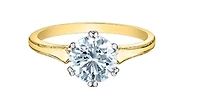 14K Lab Grown 1.50cttw Round Brilliant Cut 6 Claw Set Diamond Ring - Gold / 4