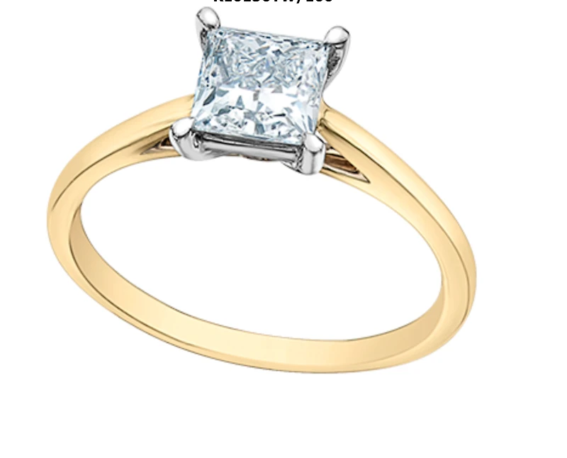 14K Lab Grown 1.00cttw Princess Cut 4 Claw Set Diamond Ring - Gold /