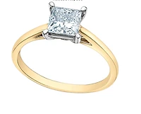 14K Lab Grown 1.00cttw Princess Cut 4 Claw Set Diamond Ring - Gold /