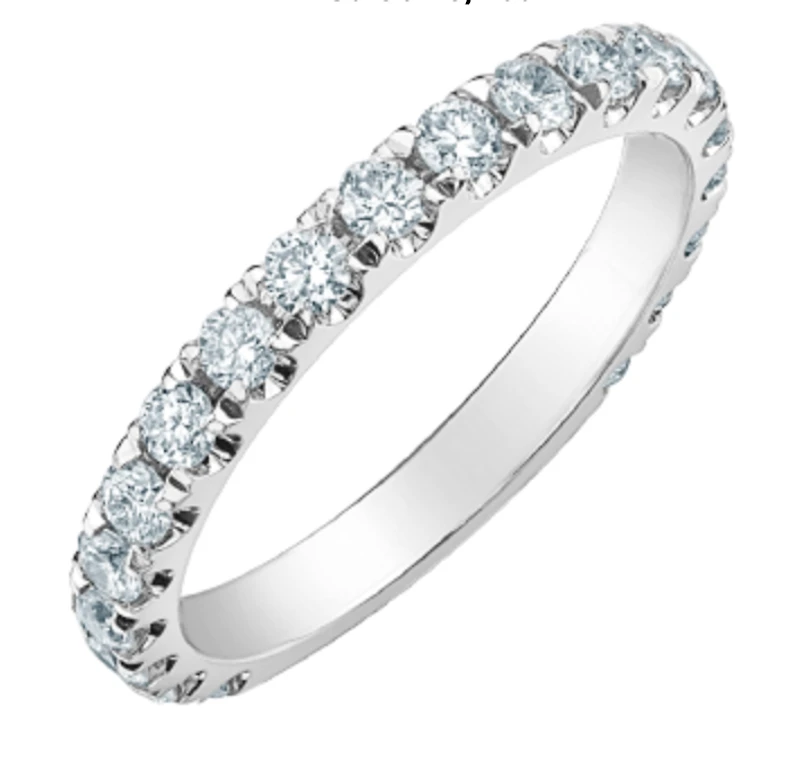 14K Lab Grown Round Brilliant Claw Set Diamond Band - Gold / Total Weight