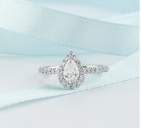 14K Lab Grown Pear Shape Halo Style Diamond Ring - Gold / Carat Total 4.5