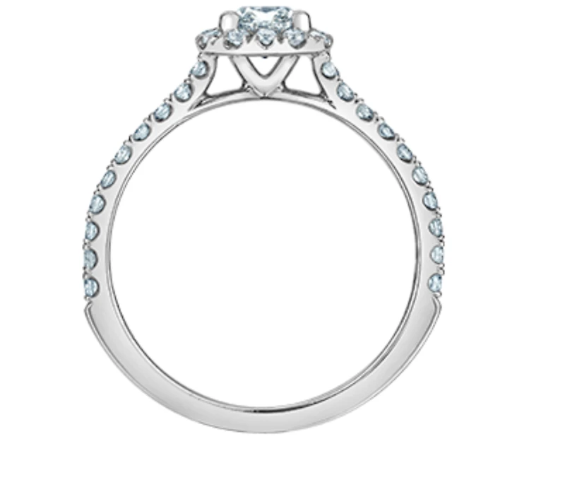 14K Lab Grown Cushion Shape Halo Style Diamond Ring - Gold / Carat Total