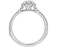 14K Lab Grown Cushion Shape Halo Style Diamond Ring - Gold / Carat Total