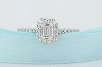 14K Lab Grown Emerald Cut Halo Style Diamond Ring - Gold / Carat Total 4.5