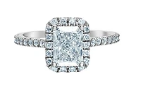 14K Lab Grown Radiant Cut Halo Style Diamond Ring - Gold / Carat Total
