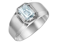 14K Lab Grown Emerald Cut Claw Set Diamond Band