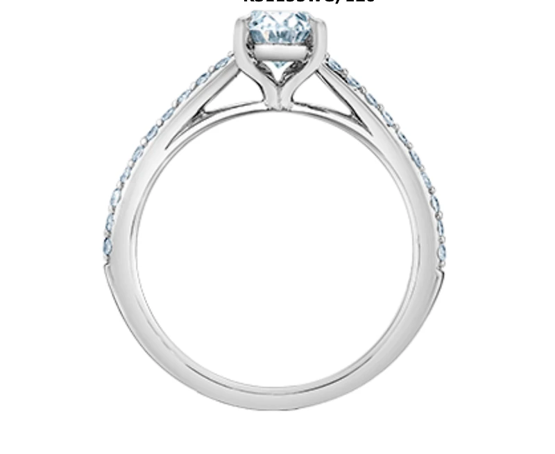 14K Lab Grown Oval Cut Solitaire and Round Brilliant Mount - Gold / Carat Weight