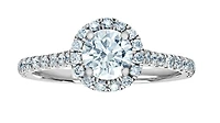 14K Lab Grown Round Brilliant Halo Style Diamond Ring - Gold / Carat Total