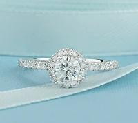 14K Lab Grown Round Brilliant Halo Style Diamond Ring - Gold / Carat Total