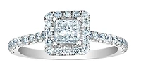14K Lab Grown Princess Halo Style Diamond Ring - Gold / 1.36 Carat Total 4.5