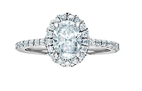 14K Lab Grown Oval Halo Style Diamond Ring - Gold / Carat Total