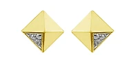 10K Yellow Gold Diamond Pyramid Earrings 0.02cttw