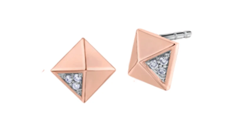10K Yellow Gold Diamond Pyramid Earrings 0.02cttw