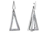 10K White Gold 0.20cttw Diamond Drop Geometric Earrings